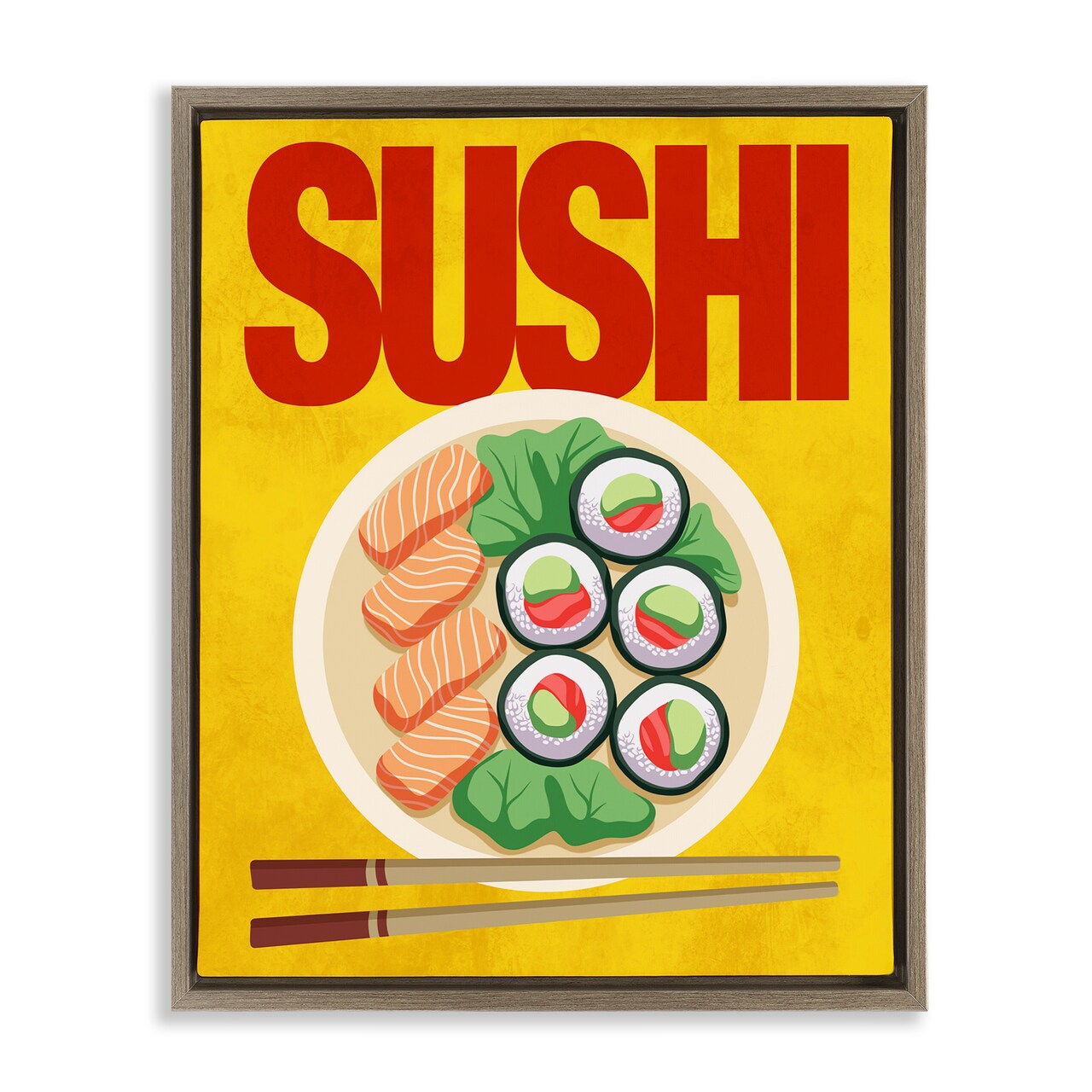 Stupell Industries Bright Sushi & Chopsticks Floating Frame, design by Marcus Prime